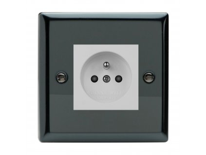 Klasický - Černé (lesklé) Iridium 1-Síťová zásuvka MAINS SOCKET - PIN CZ modul 16A do rámečků DataGrid (2 místa) - černá (Barva vnitřku Bílá, Verze Česká)